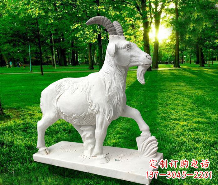 益阳汉白玉精美山羊雕塑