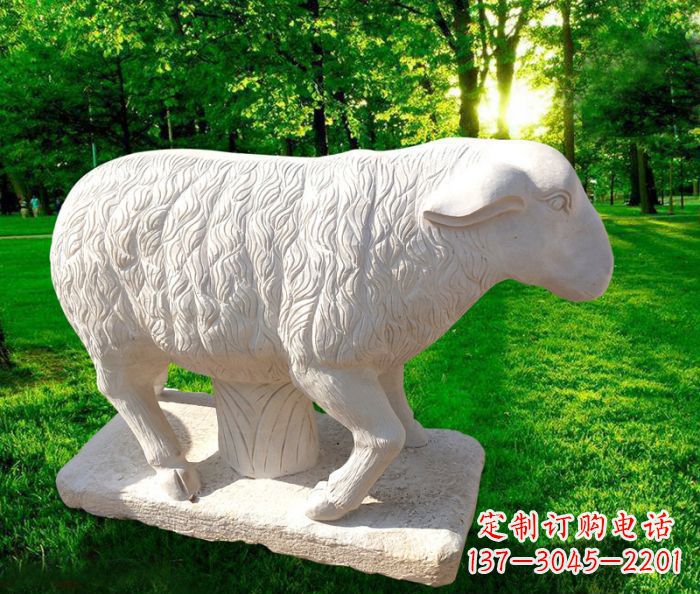 益阳中领雕塑的汉白玉山羊石雕是一件雕刻精美的…