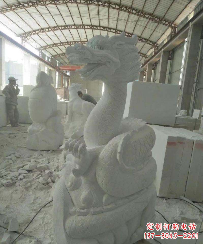 益阳高品质汉白玉生肖龙雕塑
