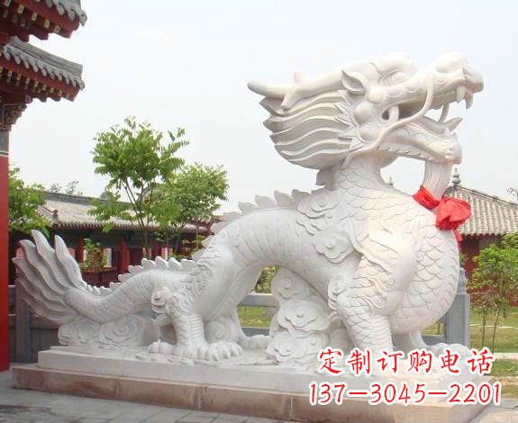 益阳汉白玉生肖龙雕,精致传承岁月之美