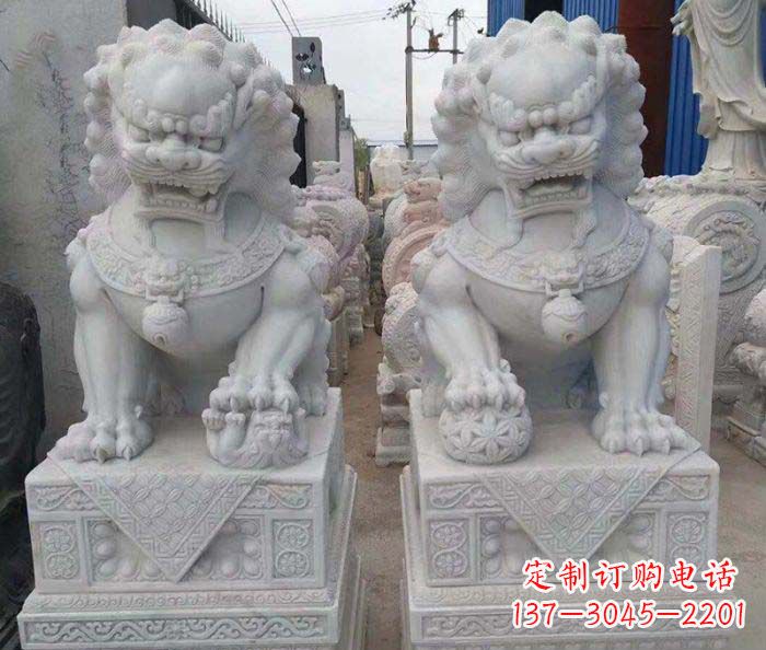益阳汉白玉狮子招财动物石雕