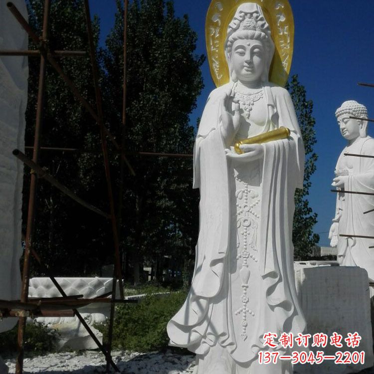 益阳汉白玉石雕佛像石头观音