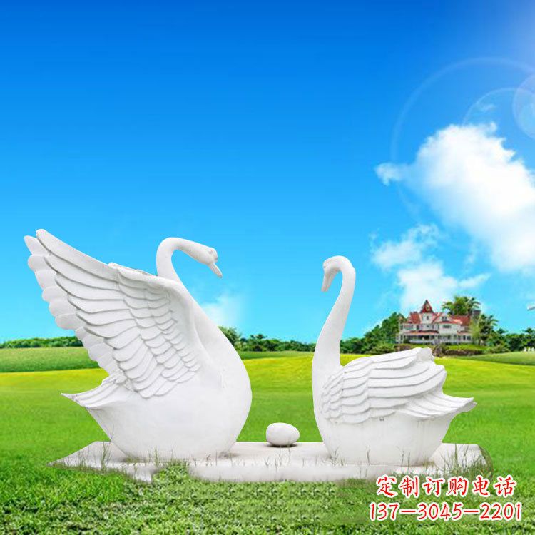益阳精美石雕天鹅情侣动物雕塑摆件
