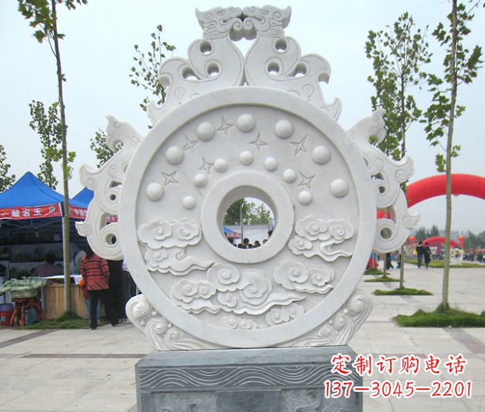 益阳精雕细琢汉白玉双龙石门墩雕塑