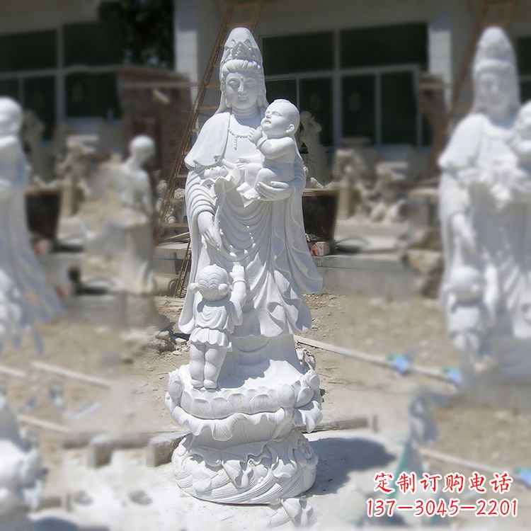 益阳手工精美的汉白玉观音像