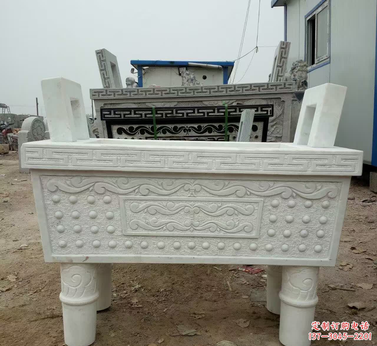 益阳汉白玉香炉石雕 (2)