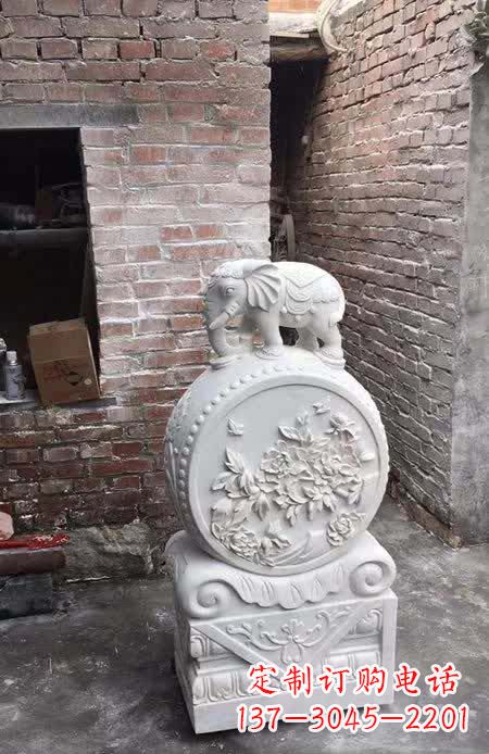 益阳汉白玉小象抱鼓石雕塑之美