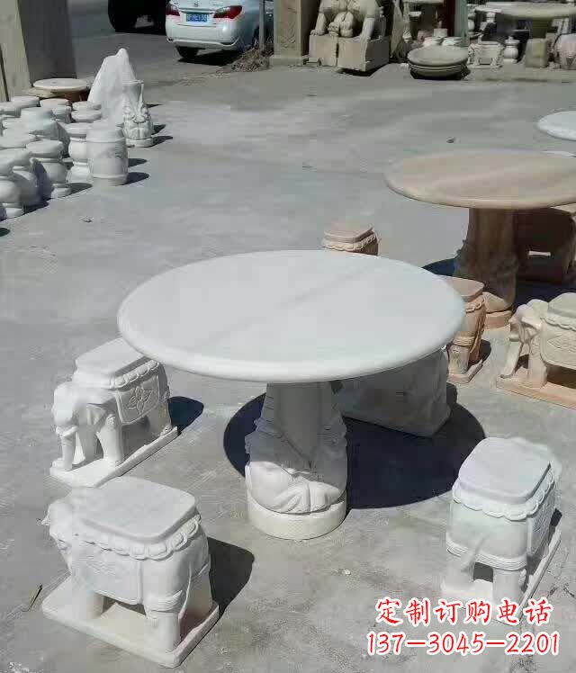 益阳百变汉白玉圆形石桌凳,让家居更具格调