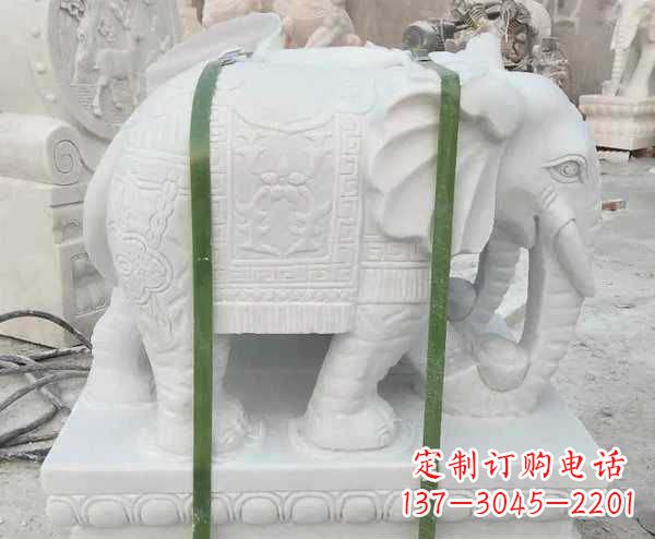 益阳瑞气四溢的汉白玉招财大象雕塑
