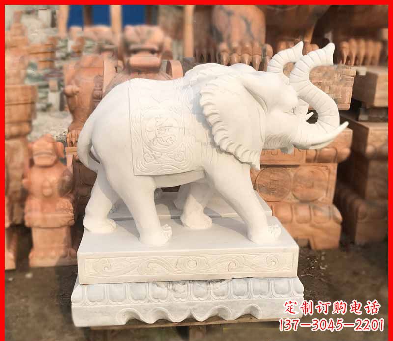 益阳汉白玉招财大象石雕 (4)