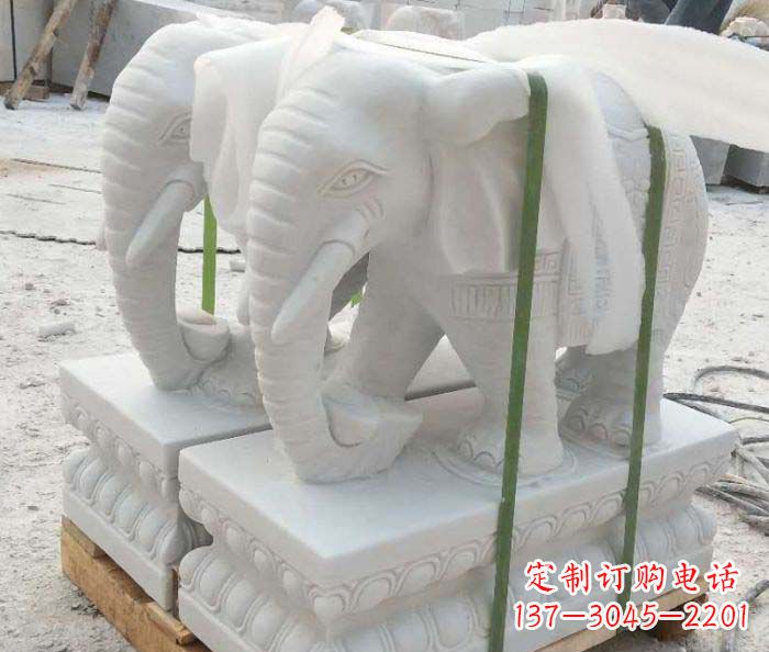益阳汉白玉招财大象门口石雕定制