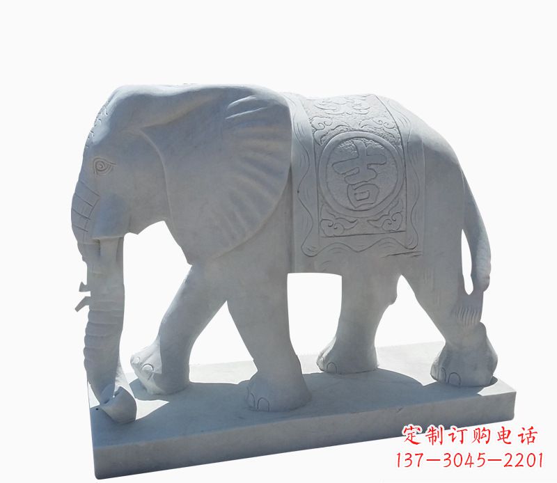 益阳桃花开,当铺金,汉白玉大象雕塑,吉祥引财