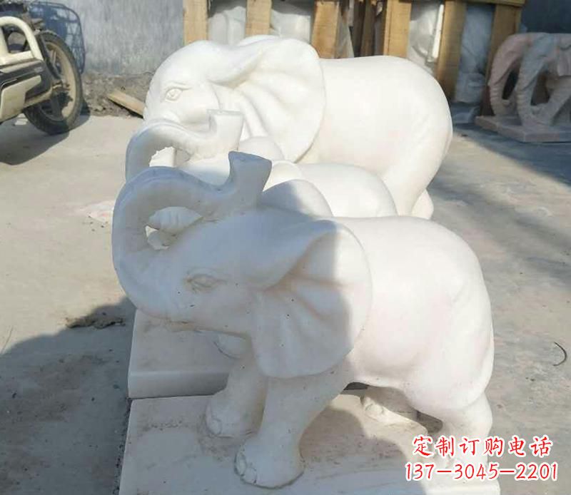 益阳高端汉白玉招财小象雕塑