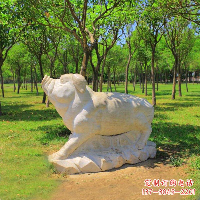 益阳传统十二生肖精美手工猪石雕动物雕塑