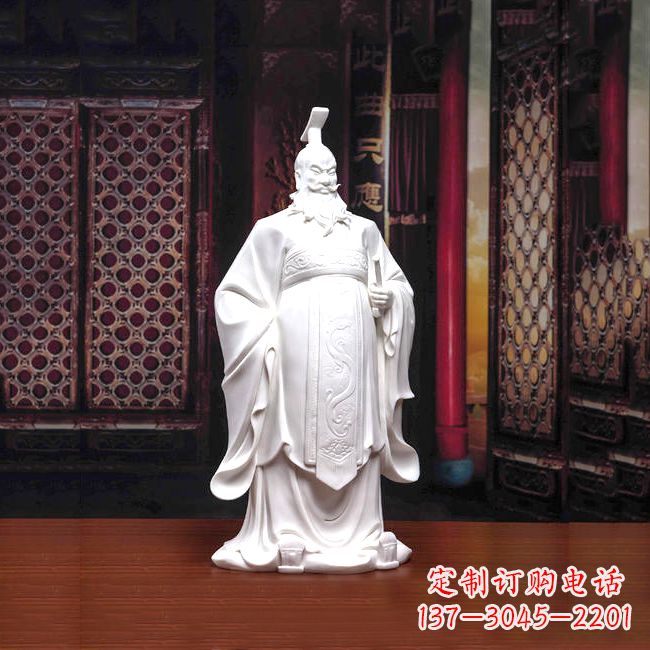 益阳汉白玉石雕刻,高贵内敛的汉武帝刘彻汉雕像
