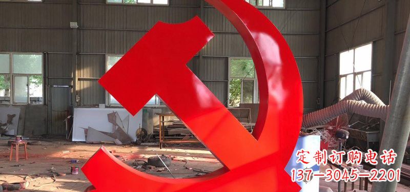 益阳河南不锈钢党徽雕塑,精致而完美