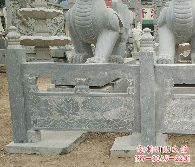 益阳荷花石浮雕仿古栏板石雕