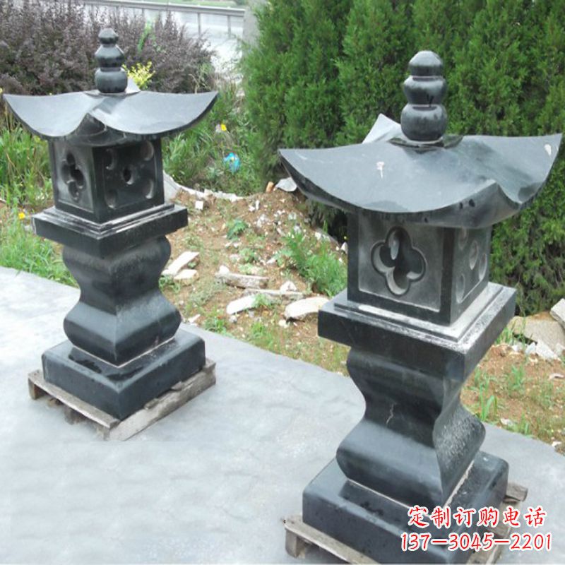 益阳黑曜石材质灯笼雕塑