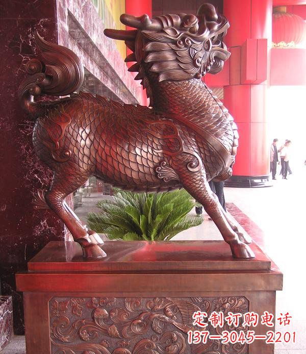 益阳红铜麒麟神兽铜雕