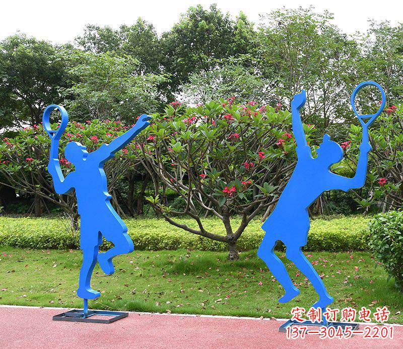 益阳户外不锈钢打羽毛球人物雕塑