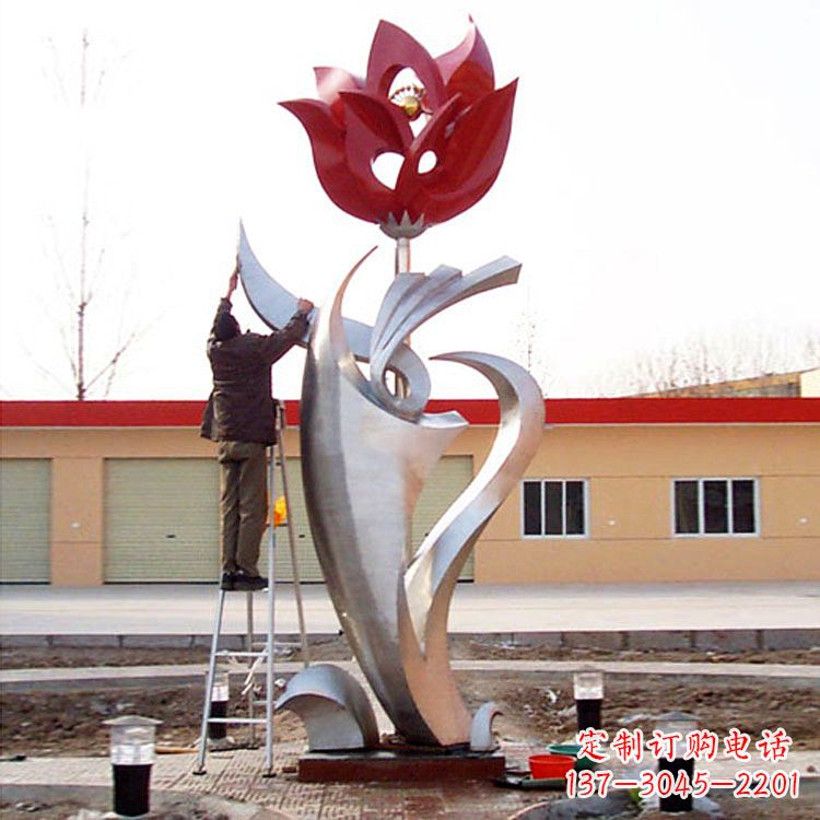 益阳高端定制玫瑰花不锈钢大型雕塑
