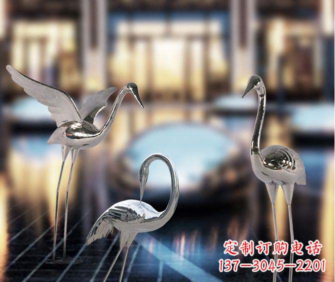 益阳精致镜面不锈钢仙鹤雕塑