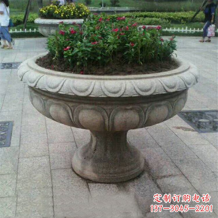 益阳中领雕塑:精美花岗岩公园石雕花盆