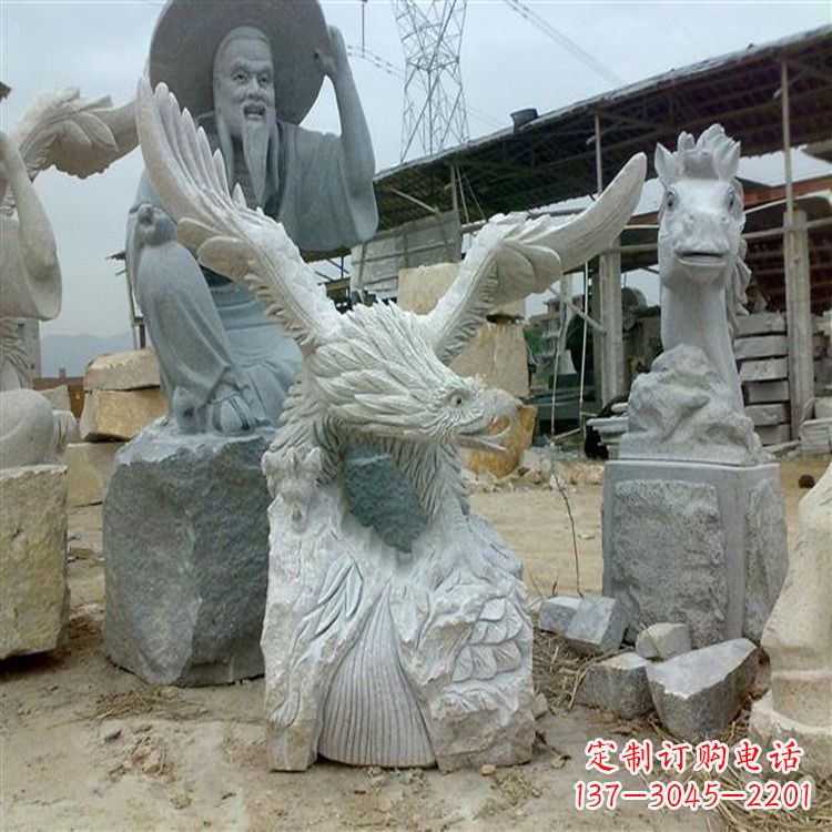 益阳花岗岩老鹰石雕,精美壮观!