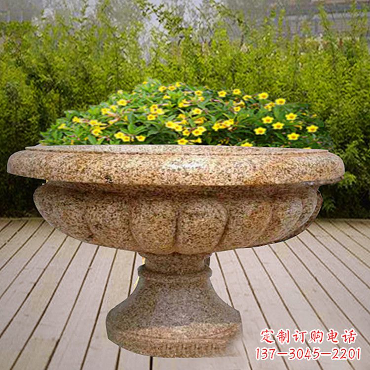 益阳花岗岩欧式园林花盆雕塑