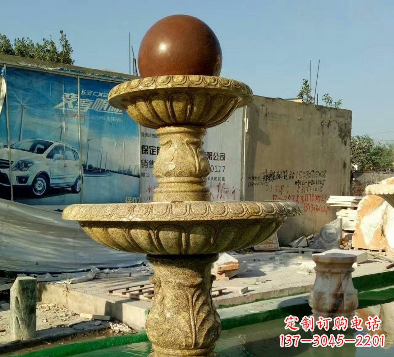 益阳精美花岗岩双层风水球雕塑