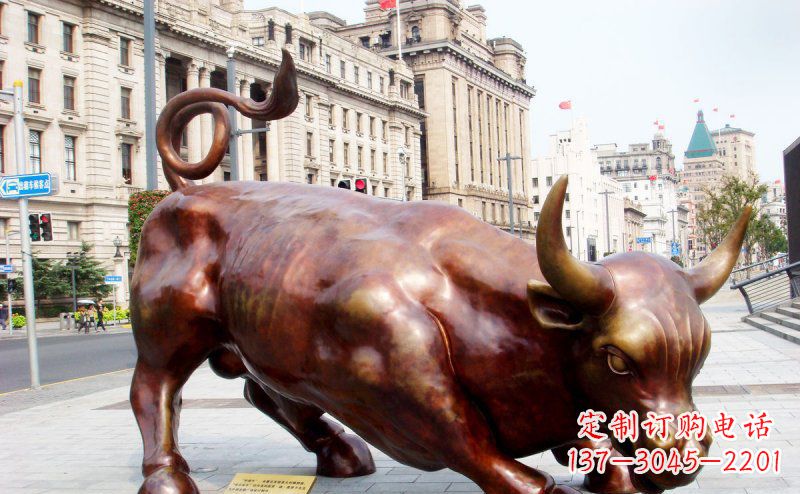 益阳华尔街牛招财牛铜雕,拥有力量的象征