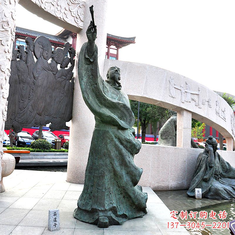 益阳中领雕塑:仿古吴道子铜雕像