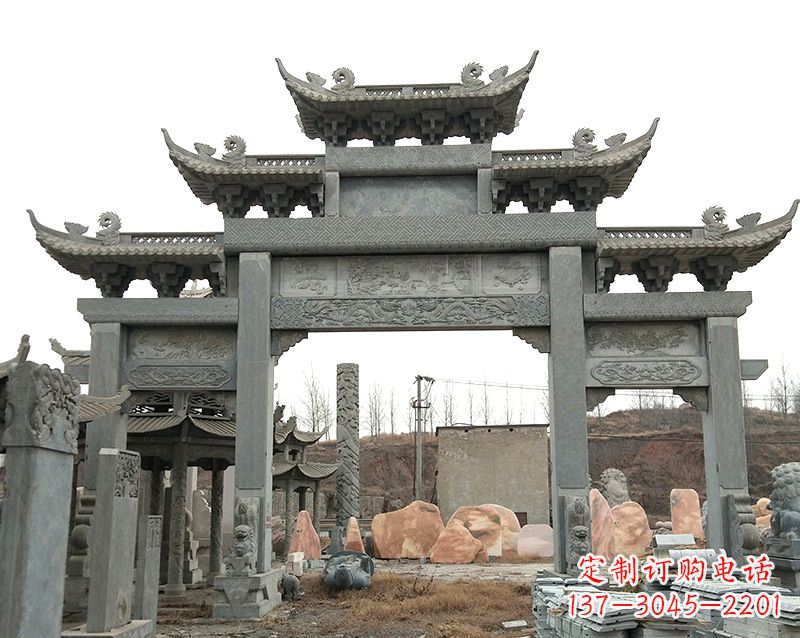 益阳黄冈石雕牌坊--专业定制牌坊雕塑