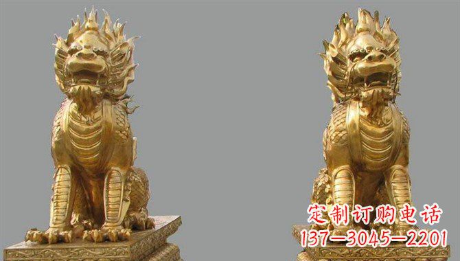 益阳精致黄铜麒麟雕塑,带来招财运
