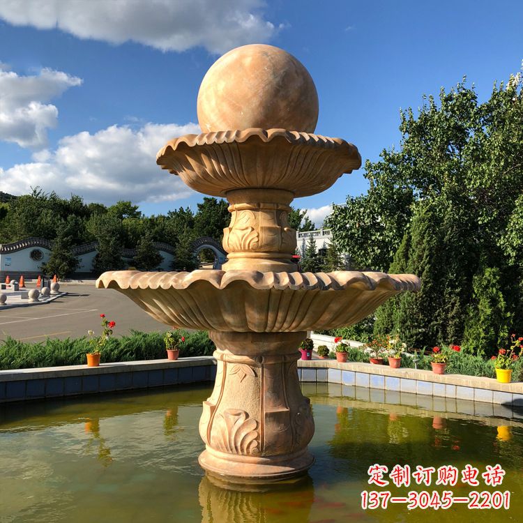 益阳经典黄锈石喷泉装饰雕塑