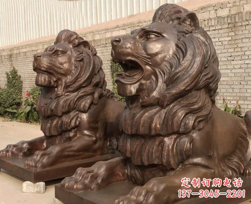 益阳汇丰铜雕狮子,威武雄壮