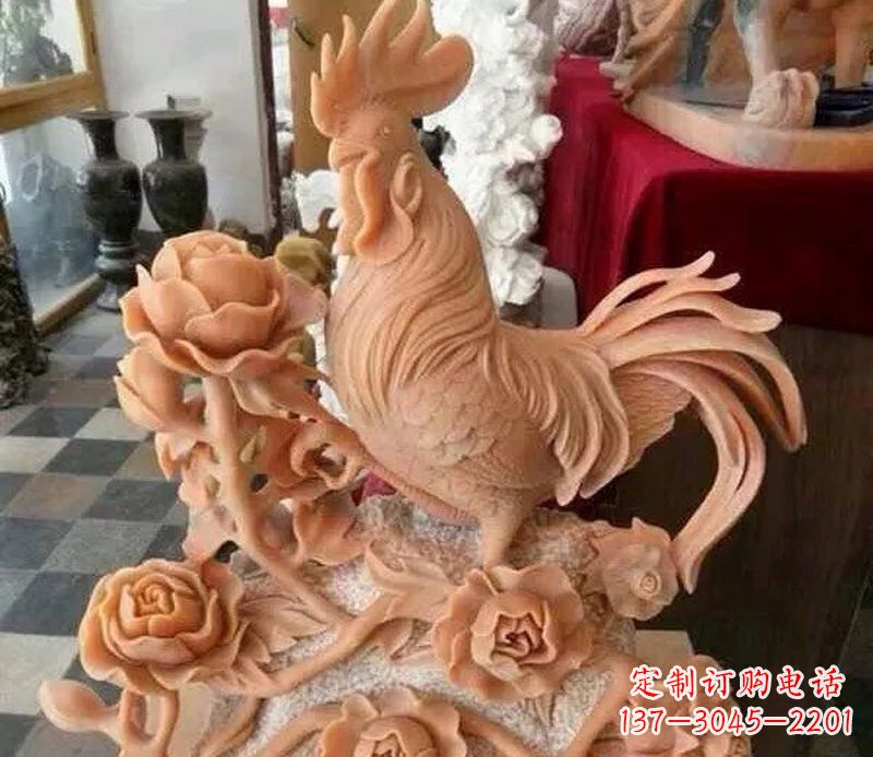 益阳国家元素:吉祥如意公鸡石雕