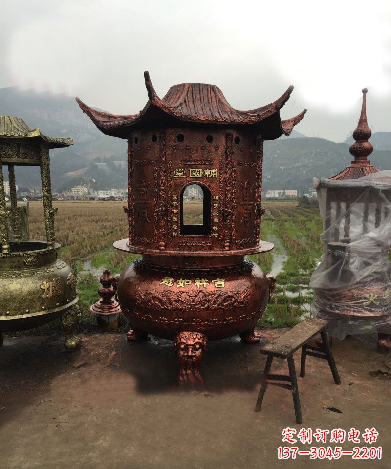 益阳锻铜吉祥如意香炉雕塑