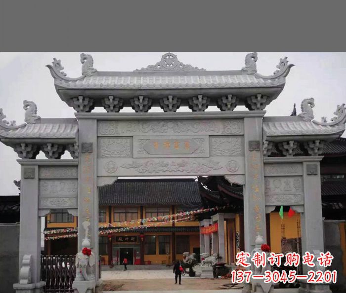 益阳专业街边道路三门石牌坊雕塑制作