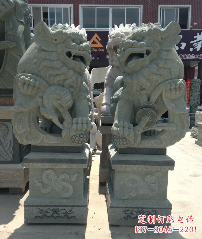 益阳街边景观南方狮子石雕 (2)