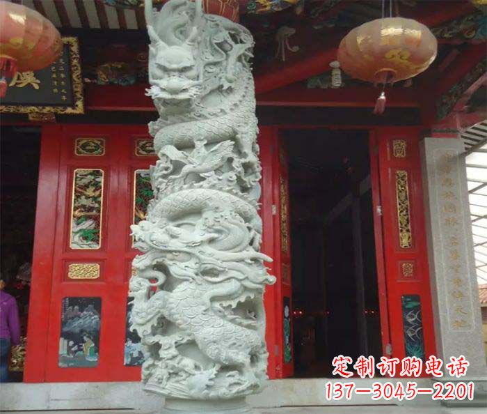 益阳精美的大理石龙柱雕塑