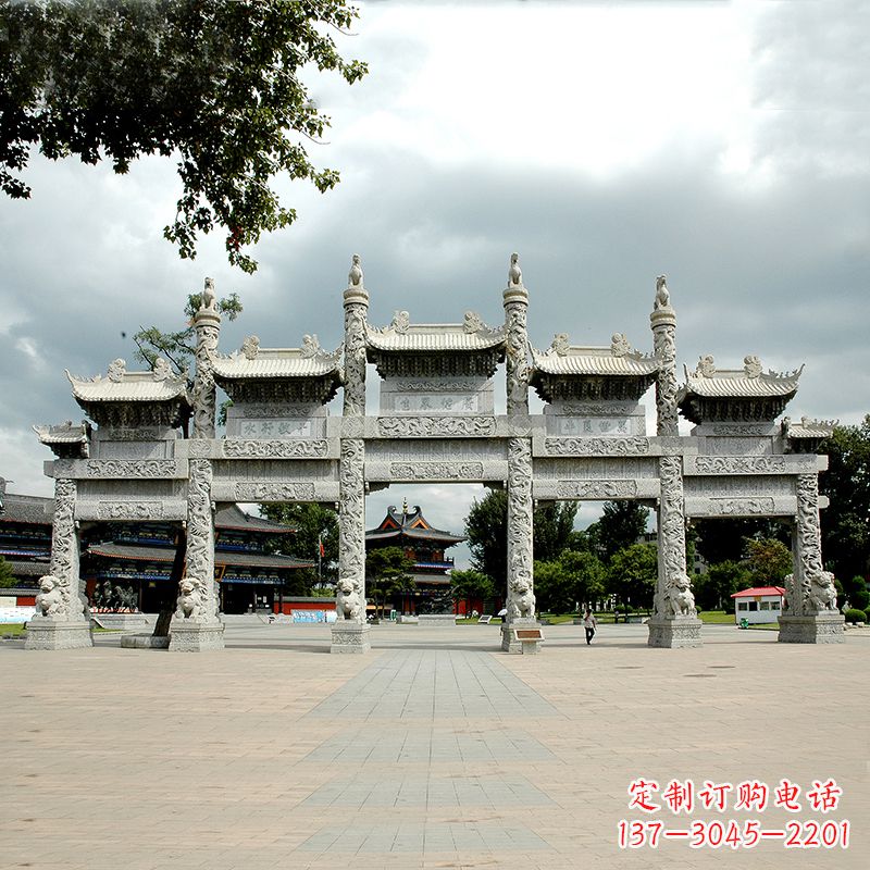 益阳精美五门石牌坊雕塑定制