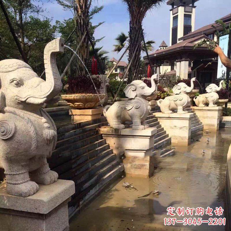 益阳雕刻精美的大象雕塑