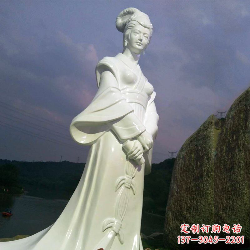益阳传承美丽传说——西施汉白玉石雕像