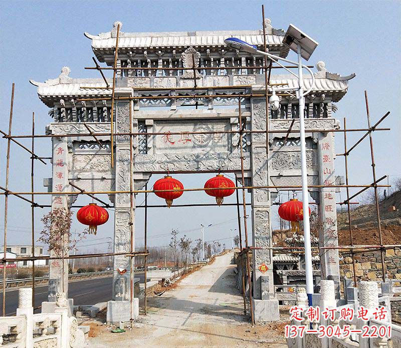 益阳景区三门牌坊石雕 (4)