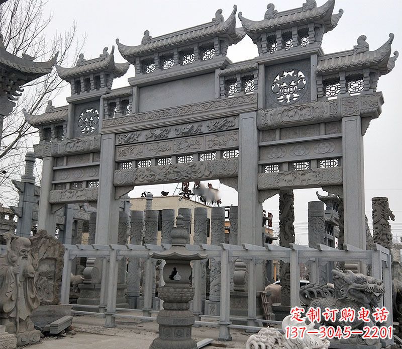 益阳京中领雕塑:牌坊石雕定制