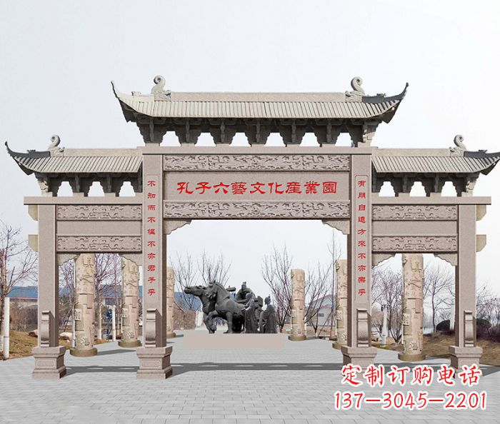 益阳景区三门石雕牌坊-高质美观可靠的雕塑装置