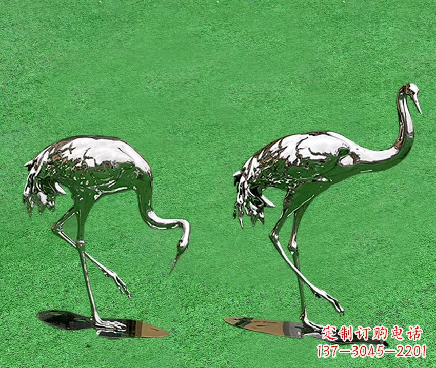 益阳镜面不锈钢动物鹤雕塑