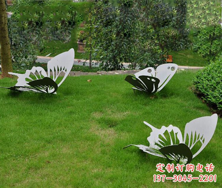 益阳镜面不锈钢蝴蝶公园草坪动物雕塑摆件