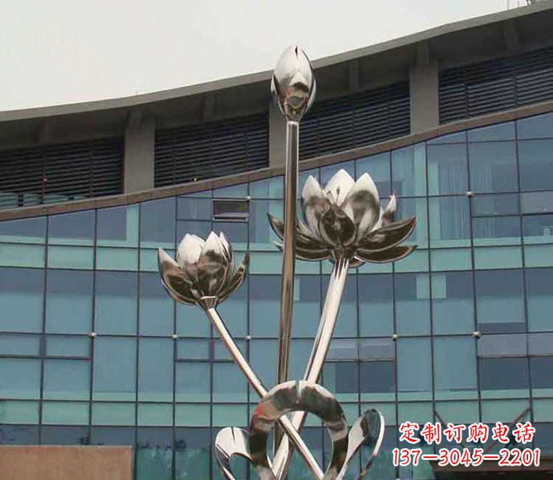 益阳优质镜面不锈钢荷花塑像